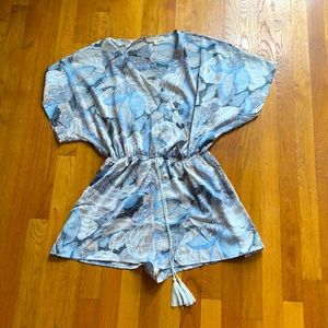 Blue and Beige Romper NWOT